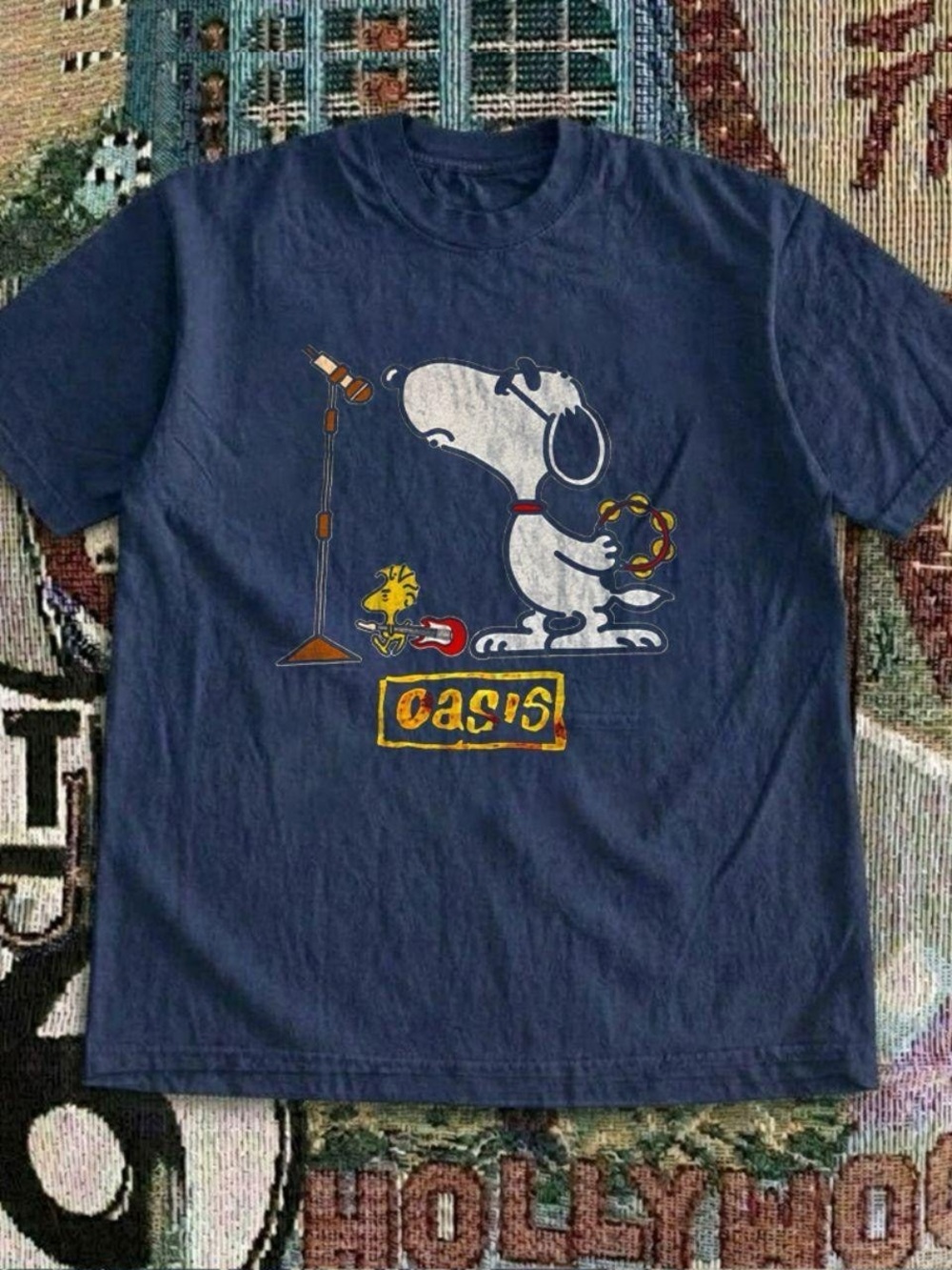 Gildan Navy Snoopy & Woodstock Music Graphic Tee